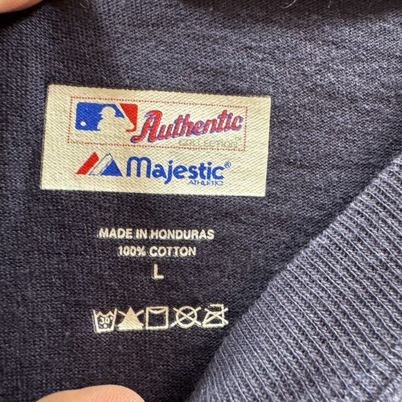 Atlanta Braces Shirt Mens Large Blue Majestic MLB Baseball Short Sleeve New Crew - Picture 7 of 11